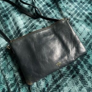 Fossil Navy Leather Crossbody Purse